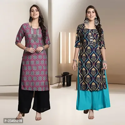 Fancy Rayon Kurtis For Women Pack Of 2-thumb0