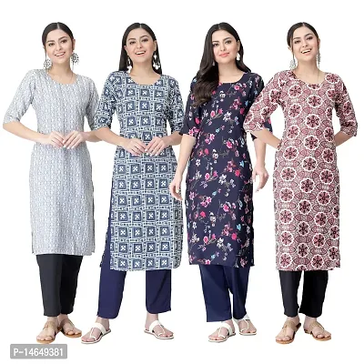 New Crepe Combo Printed Kurtis For Women Pack Of 4