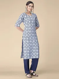 Straight White Printed Crepe Kurta-thumb2