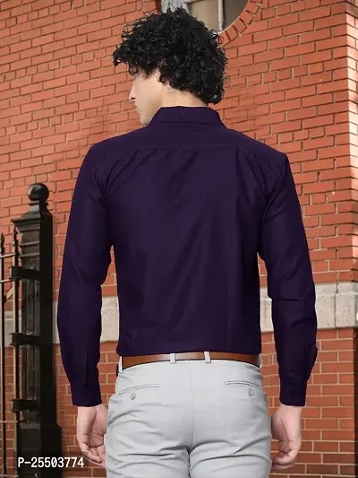 Reliable Purple Cotton Solid Long Sleeves Formal Shirt For Men-thumb5