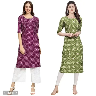 Stylish Crepe Digital Printed Kurta For Women- Pack Of 2