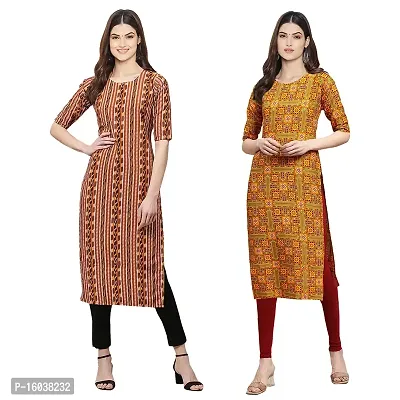 Stylish Digital Printed Women Crepe Kurta- Pack of 2