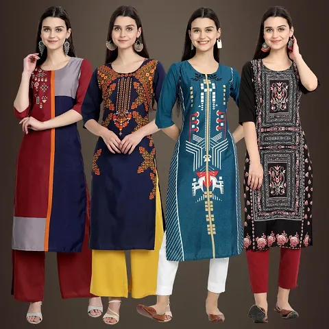 Fancy Crepe Kurtis for Women Pack Of 4