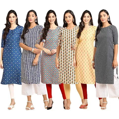 Stylish Crepe Printed Kurti - Pack of 6