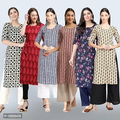 Women Stylish Crepe Printed Straight Kurta Combo-thumb0