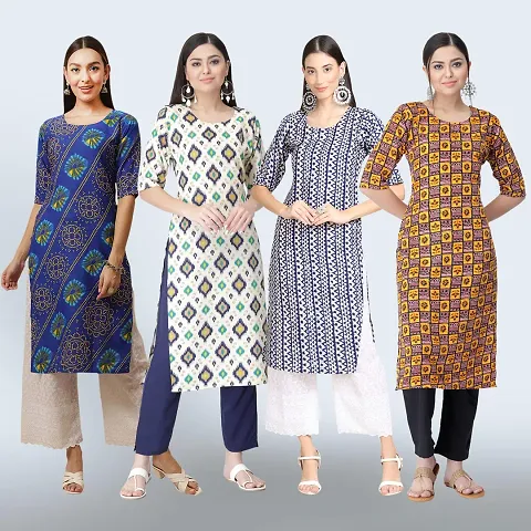 Trendy Crepe Kurta For Women- Combo Of 4