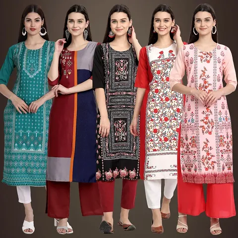 Fancy Crepe Kurtis For Women Pack Of 5