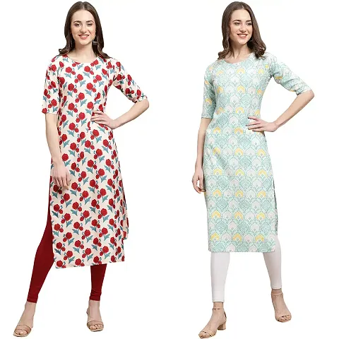 Stylish Crepe Printed Kurti - Pack of 2