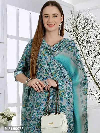 Stylish Cotton Blend Printed Kurta With Pant And Dupatta Set For Women-thumb5