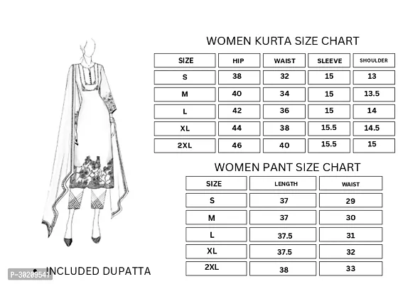 Elegant Cotton Printed Kurta with Pant And Dupatta Set For Women-thumb2