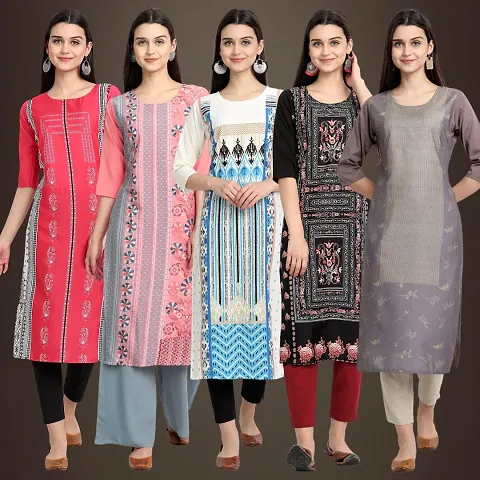 Stylish Fancy Crepe Kurtis - Pack Of 5