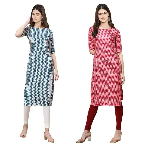 Stylish Crepe Digital Kurta For Women- Pack Of 2