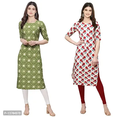 Stylish Crepe Digital Printed Kurta For Women- Pack Of 2