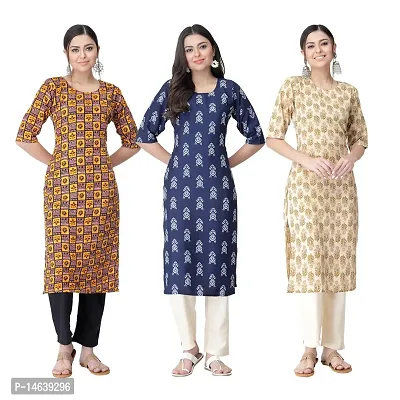 New Crepe Combo Printed Kurtis For Women Pack Of 3