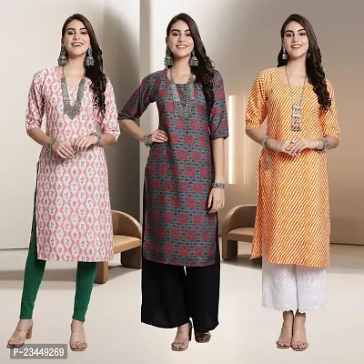 Fancy Rayon Kurtis For Women Pack Of 3-thumb0