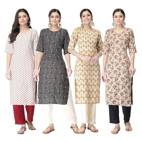 Trendy Crepe Kurta For Women- Combo Of 4