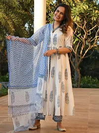 Stylish White Viscose Rayon Printed Kurta Bottom and Dupatta Set For Women-thumb3