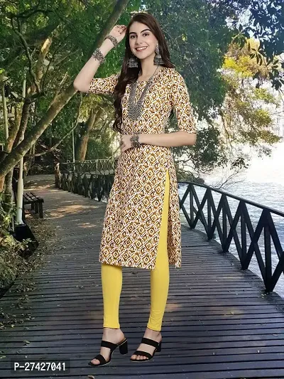 Stylish Yellow Crepe Stitched Kurta For Women-thumb0