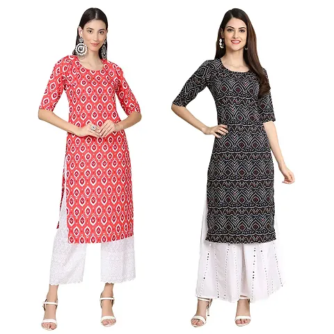 Stylish Digital Women Crepe Kurta-Pack of 2