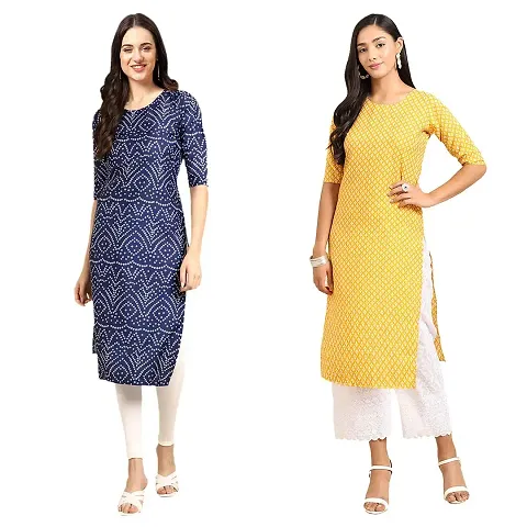 Straight Crepe Kurta Pack Of 2