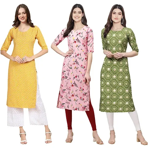 Trendy Crepe Printed Kurti - Pack of 3