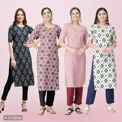 Women Stylish Crepe Printed Straight Kurta