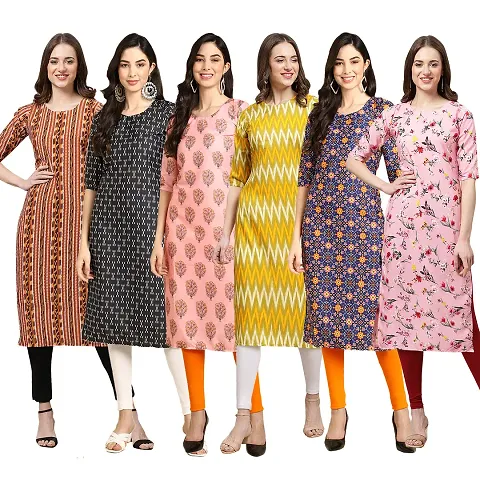 Trendy Crepe Digital Straight Kurta For Women ( Pack Of )