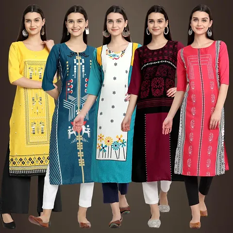 Stylish Fancy Crepe Kurtis - Pack Of 5