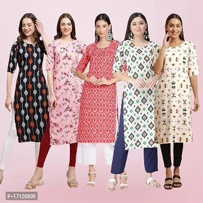 Women Stylish Crepe Printed Straight Kurta