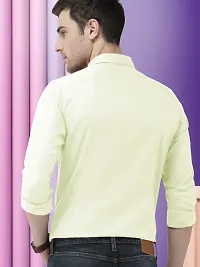 Men Stylish Beige Cotton Solid Long Sleeve Semi Formal Shirt-thumb2