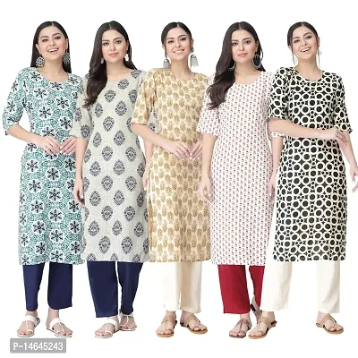 New Crepe Printed Kurtis Combo For Women Pack Of 5