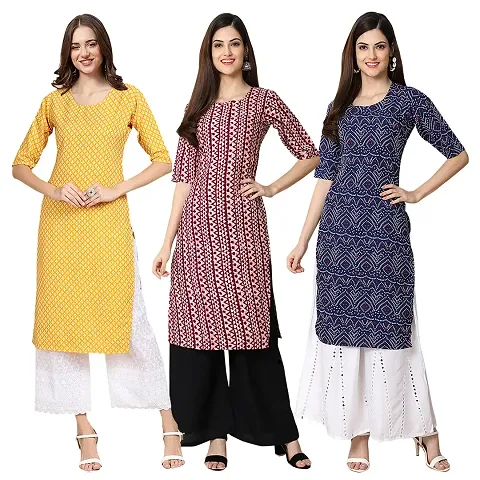 Beautiful Crepe Straight Kurta For Women Pack Of 3