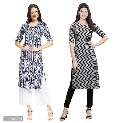 Stylish Digital Printed Women Crepe Kurta- Pack of 2-thumb0