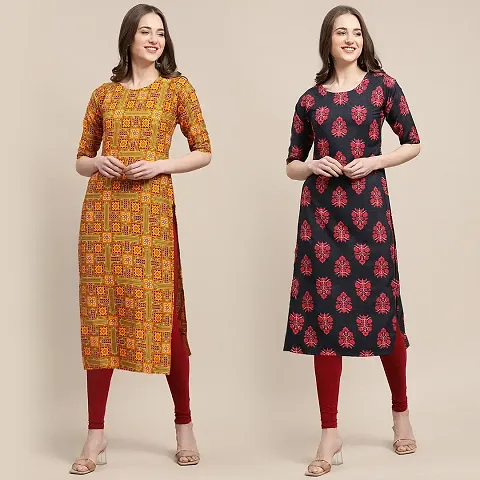 Stylish Crepe Printed Kurti - Pack of 2