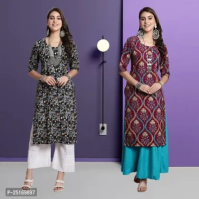 Fancy Crepe Kurtas For Women Pack Of 2-thumb0