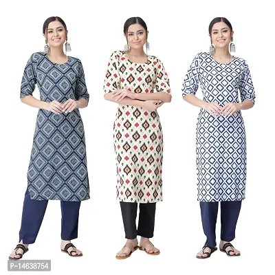 New Crepe Combo Printed Kurtis For Women Pack Of 3