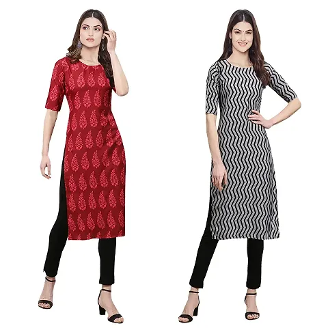 Stylish Crepe Printed Kurti - Pack of 2