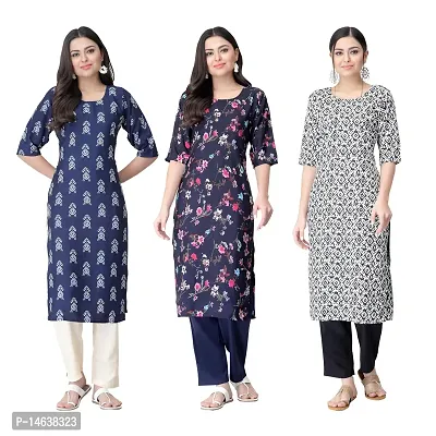 New Crepe Combo Printed Kurtis For Women Pack Of 3-thumb0