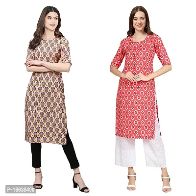 Stylish Digital Printed Women Crepe Kurta- Pack of 2-thumb0