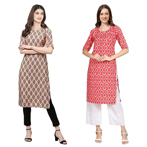 Stylish Digital Woman Crepe Kurtis Pack of 2