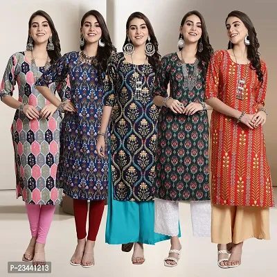 Fancy Crepe Kurtis For Women Pack Of 5-thumb0