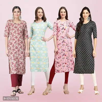 Women Stylish Crepe Printed Straight Kurta