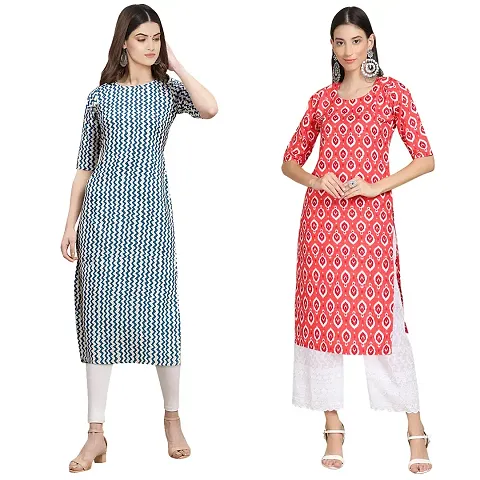 Stylish Crepe Straight Kurta For Women- Pack Of 2