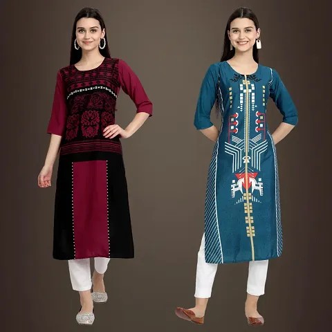 Best Trendy Crepe Printed Kurti - Combo Of 2