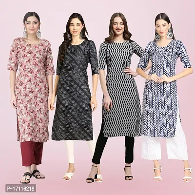 Women Stylish Crepe Printed Straight Kurta-thumb0