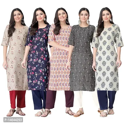 New Crepe Printed Kurtis Combo For Women Pack Of 5