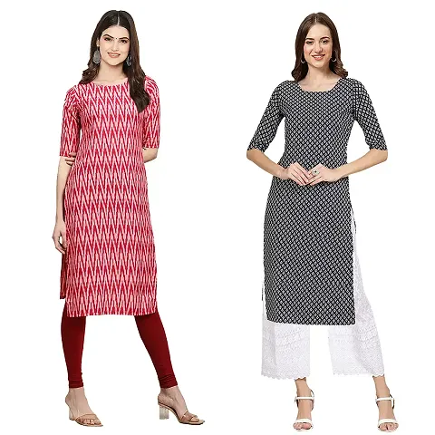 Stylish Straight Crepe Kurta For Women Combo Pack Of 2