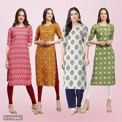 Women Stylish Crepe Printed Straight Kurta