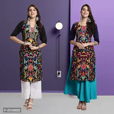 Fancy Crepe Kurtas For Women Pack Of 2-thumb0