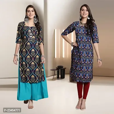 Fancy Rayon Kurtis For Women Pack Of 2-thumb0